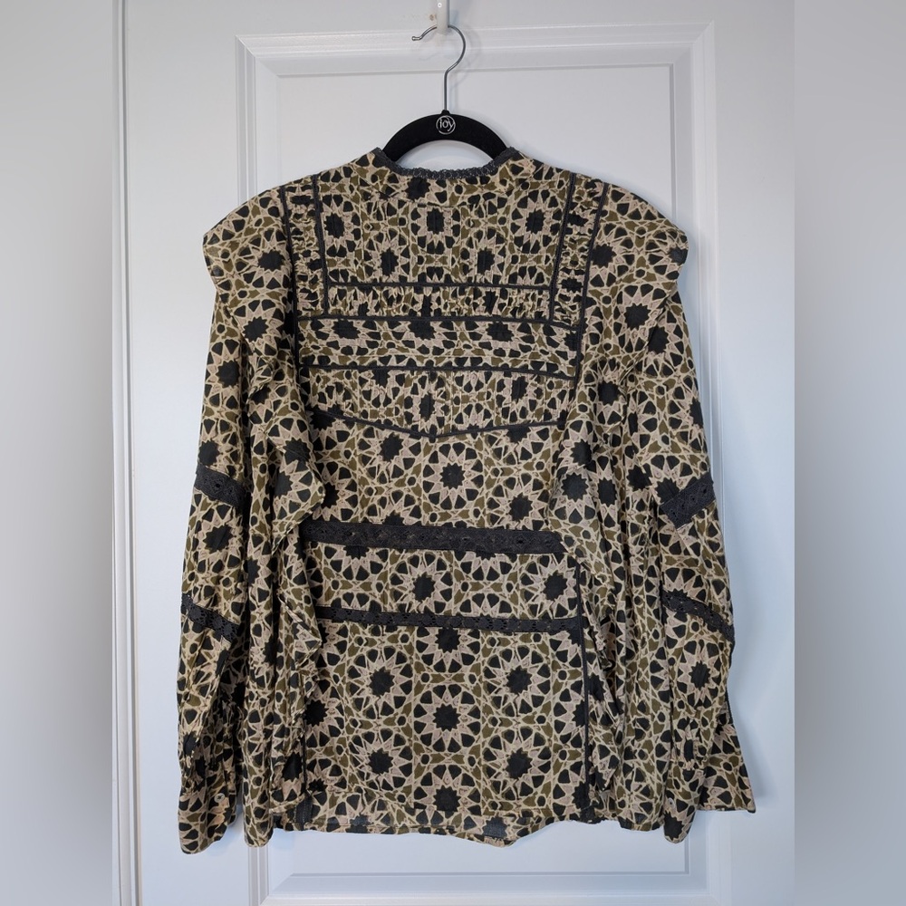 Hartford Alternative Classics Tuxedo Bib Bohemian Artsy Printed Shirt Size 2